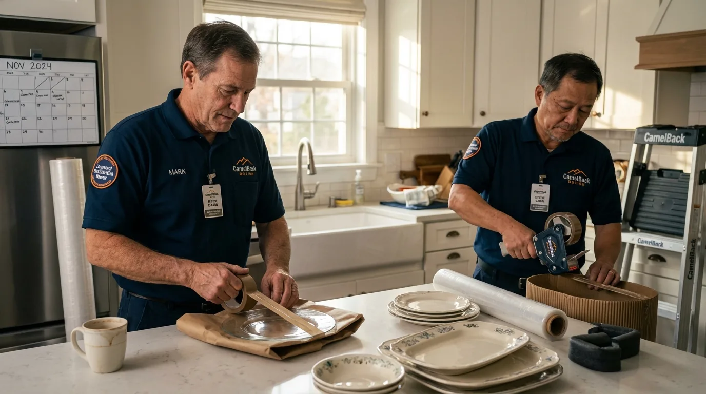 Professional crew packing kitchen dishware in Meridian, ID